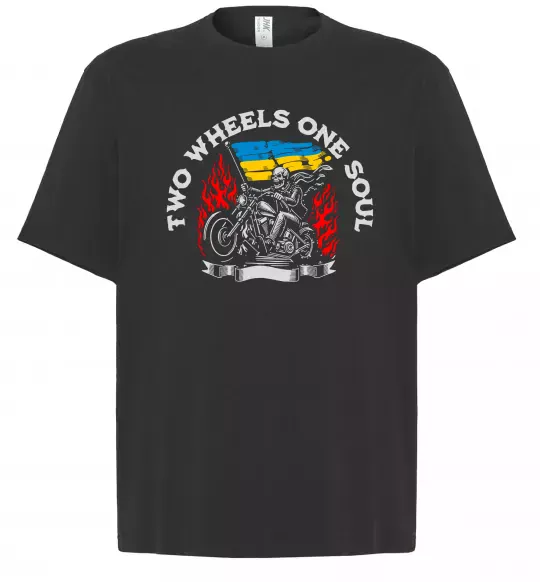 Футболка Оверсайз Two wheels one soul Чорний фото