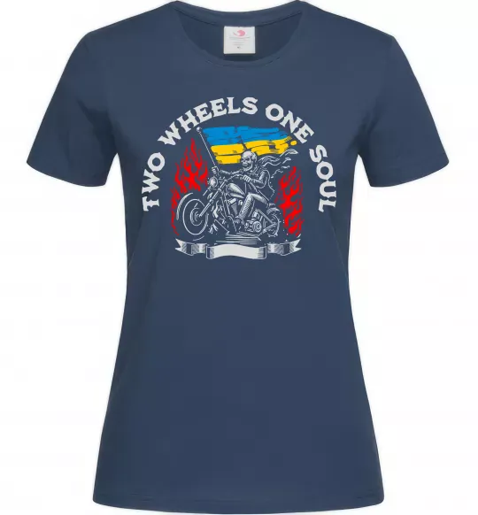 Женская футболка Two wheels one soul Темно-синий фото