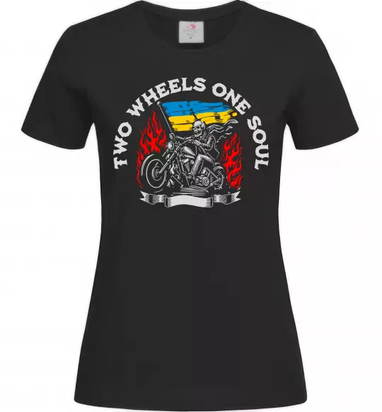 Женская футболка Two wheels one soul Черный фото