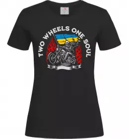 Жіноча футболка Two wheels one soul Чорний фото