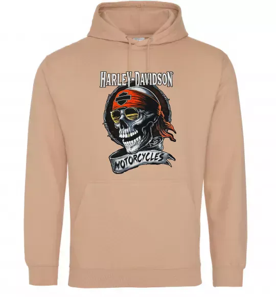Мужская толстовка (худи) Harley Davidson motorcycles Песочный фото