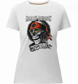 Женская премиум футболка Череп з метеликом та вухами Белый фото