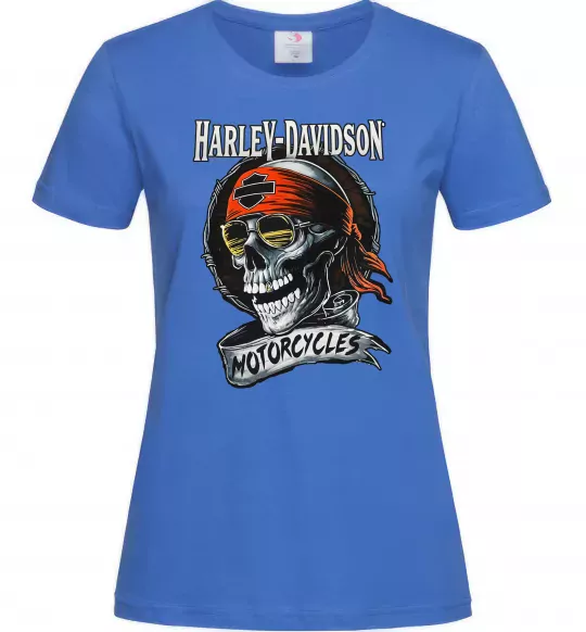 Жіноча футболка Harley Davidson motorcycles Яскраво-синій фото