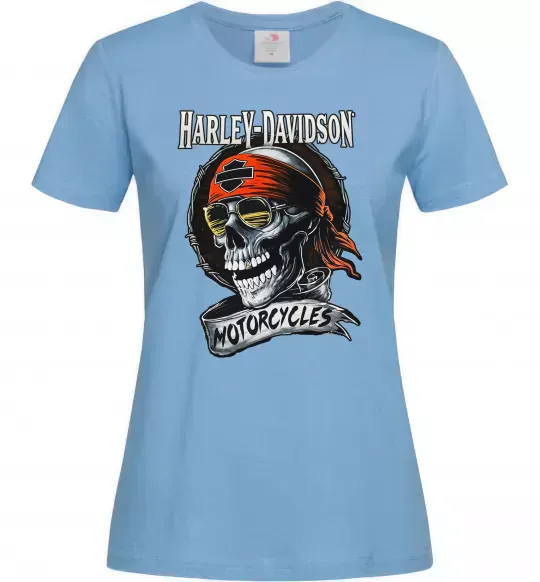 Жіноча футболка Harley Davidson motorcycles Блакитний фото