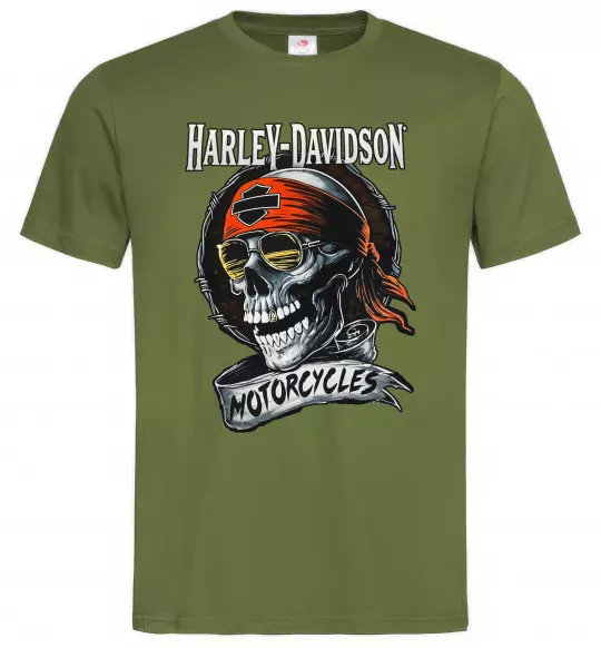 Чоловіча футболка Harley Davidson motorcycles Оливковий фото