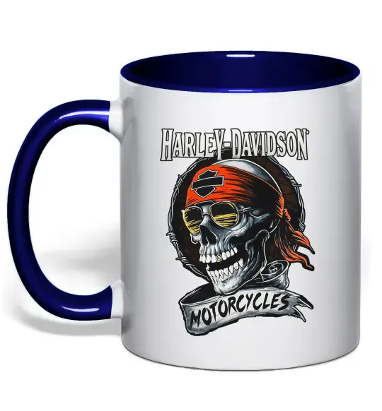Чашка с цветной ручкой Harley Davidson motorcycles Глубокий темно-синий фото