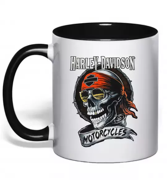 Чашка с цветной ручкой Harley Davidson motorcycles Черный фото