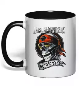 Чашка с цветной ручкой Череп з ірокезом Красный фото