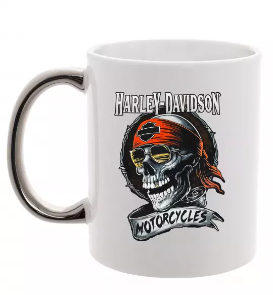 Чашка с цветной ручкой Harley Davidson motorcycles Серебро фото