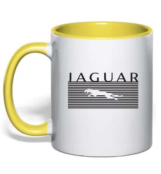 Чашка з кольоровою ручкою Jaguar полоси Лимонний фото