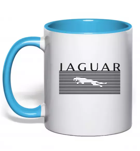 Чашка с цветной ручкой Jaguar полоси Голубой фото