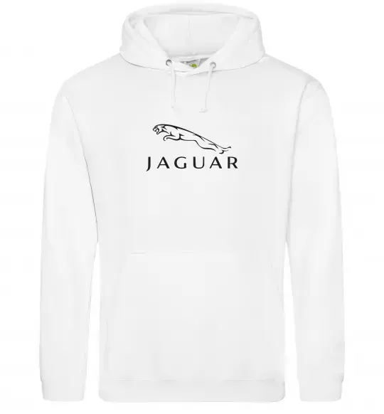 Чоловіча толстовка (худі) Jaguar logo та назва Білий фото
