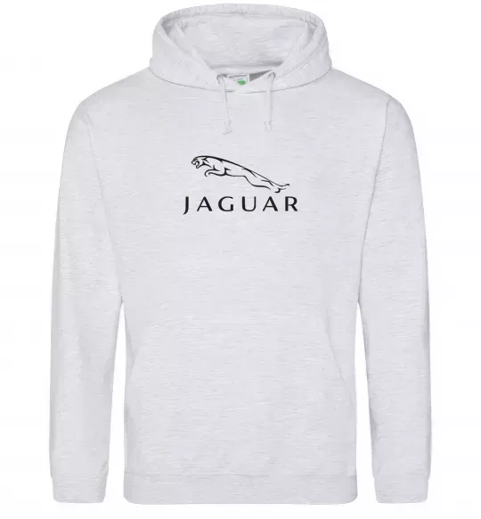 Чоловіча толстовка (худі) Jaguar logo та назва Сірий меланж фото