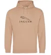 Чоловіча толстовка (худі) Jaguar logo та назва Пісочний фото
