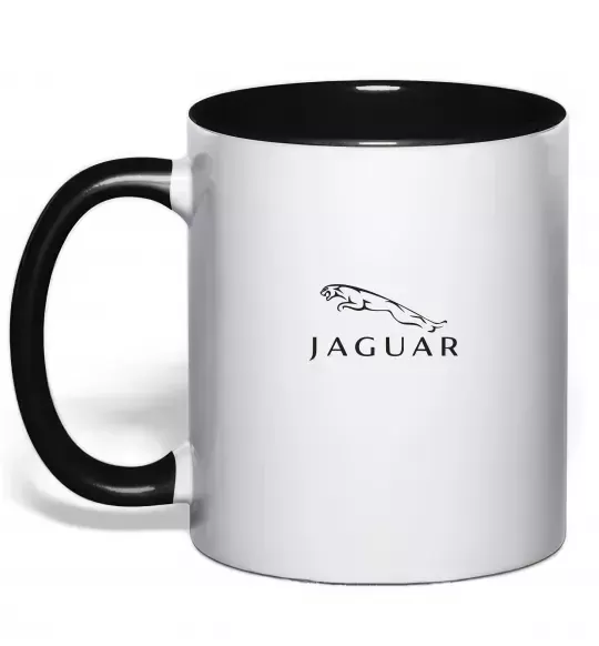 Чашка с цветной ручкой Jaguar logo та назва Черный фото