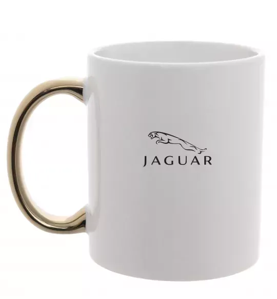Чашка с цветной ручкой Jaguar logo та назва Золото фото