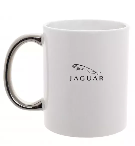 Чашка с цветной ручкой Jaguar logo та назва Серебро фото