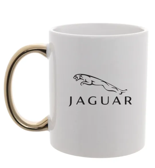 Чашка с цветной ручкой Jaguar logo та назва Золото фото