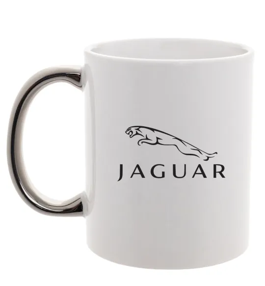 Чашка с цветной ручкой Jaguar logo та назва Серебро фото