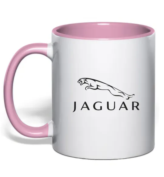 Чашка с цветной ручкой Jaguar logo та назва Нежно розовый фото
