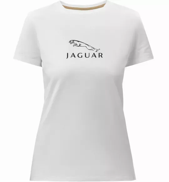 Жіноча преміум футболка Jaguar logo та назва Білий фото
