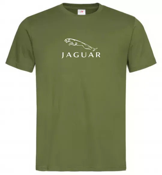 Чоловіча футболка Jaguar logo та назва Оливковий фото