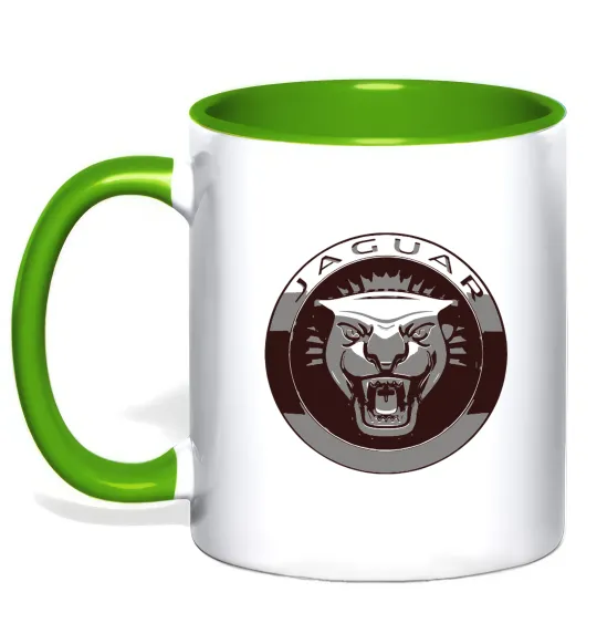 Чашка с цветной ручкой Jaguar значок Лаймовый фото