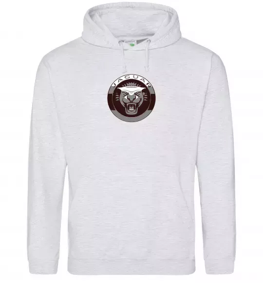 Мужская толстовка (худи) Jaguar значок Серый меланж фото