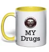 Чашка с цветной ручкой Jaguar my drugs Солнечно желтый фото