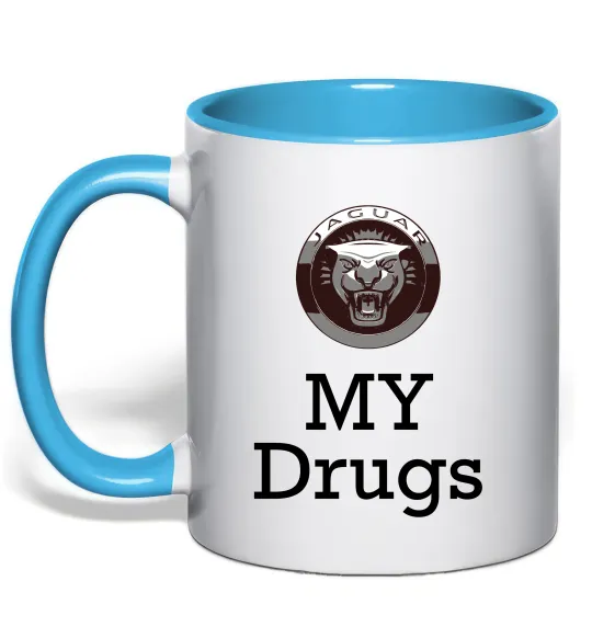 Чашка с цветной ручкой Jaguar my drugs Голубой фото