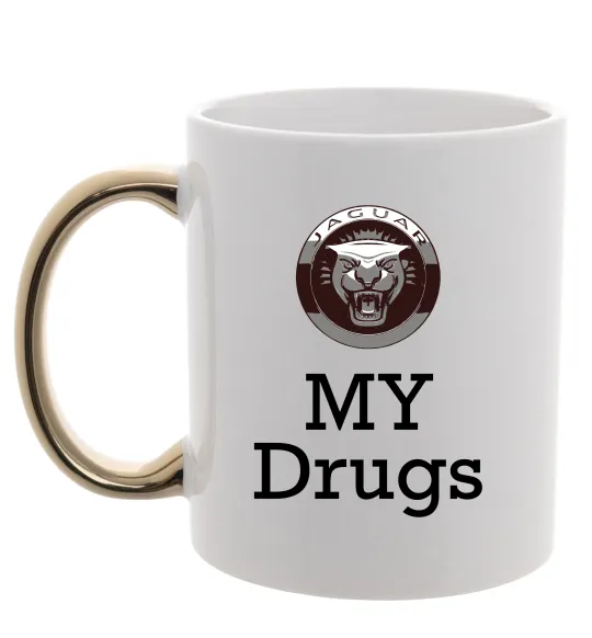 Чашка с цветной ручкой Jaguar my drugs Золото фото