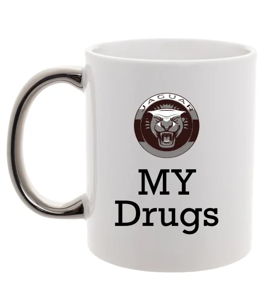 Чашка с цветной ручкой Jaguar my drugs Серебро фото
