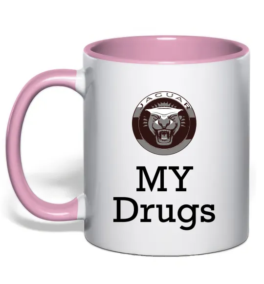 Чашка с цветной ручкой Jaguar my drugs Нежно розовый фото