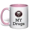 Чашка с цветной ручкой Jaguar my drugs Нежно розовый фото