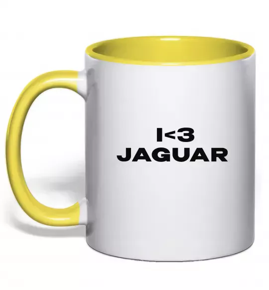 Чашка з кольоровою ручкою I <3 Jaguar Сонячно жовтий фото