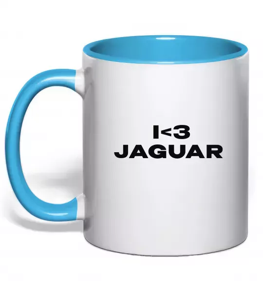 Чашка з кольоровою ручкою I <3 Jaguar Блакитний фото