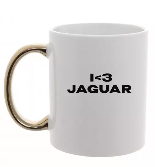 Чашка з кольоровою ручкою I <3 Jaguar Золото фото