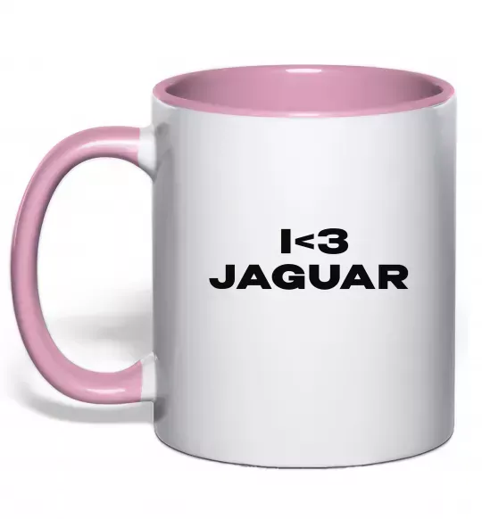 Чашка з кольоровою ручкою I <3 Jaguar Ніжно рожевий фото