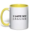 Чашка с цветной ручкой I love my Jaguar Солнечно желтый фото