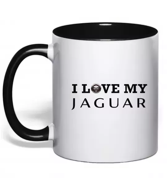 Чашка с цветной ручкой I love my Jaguar Черный фото