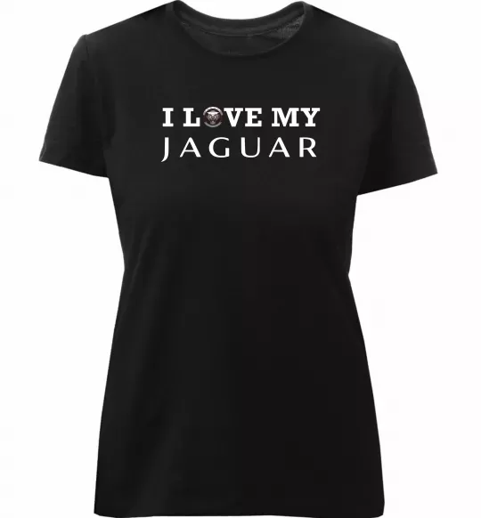 Женская премиум футболка I love my Jaguar Черный фото