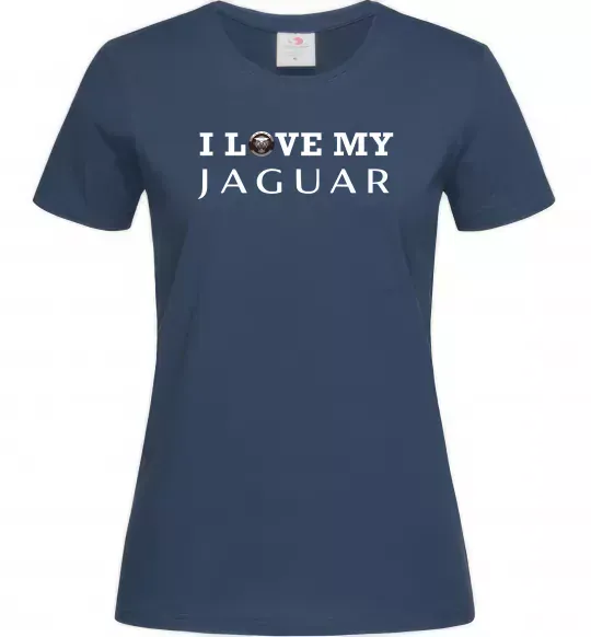 Жіноча футболка I love my Jaguar Темно-синій фото