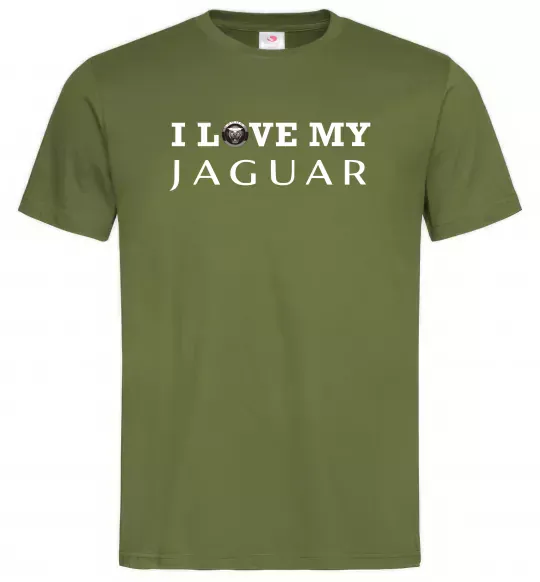 Чоловіча футболка I love my Jaguar Оливковий фото