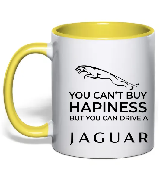 Чашка з кольоровою ручкою You can drive Jaguar Лимонний фото