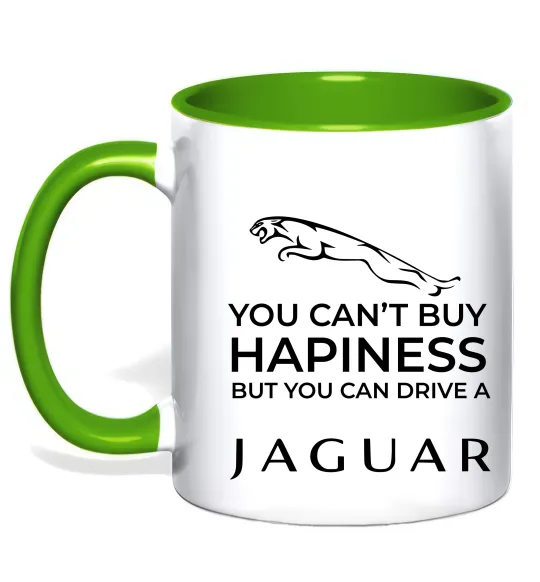 Чашка з кольоровою ручкою You can drive Jaguar Лаймовий фото