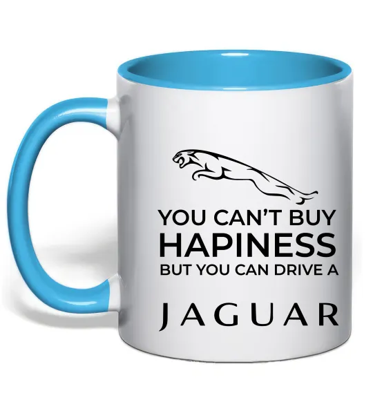 Чашка с цветной ручкой You can drive Jaguar Голубой фото