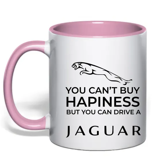 Чашка с цветной ручкой You can drive Jaguar Нежно розовый фото