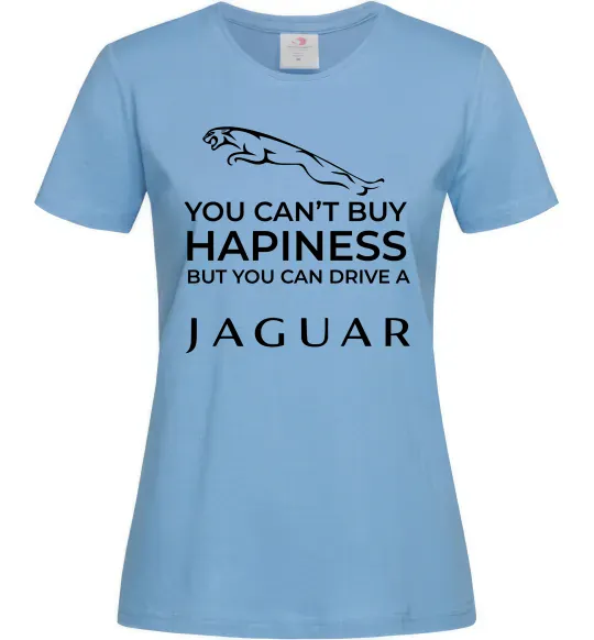 Жіноча футболка You can drive Jaguar Блакитний фото
