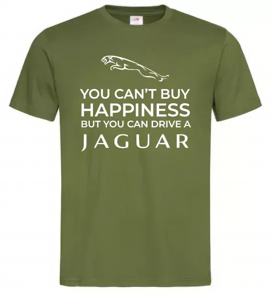 Мужская футболка You can drive Jaguar Оливковый фото