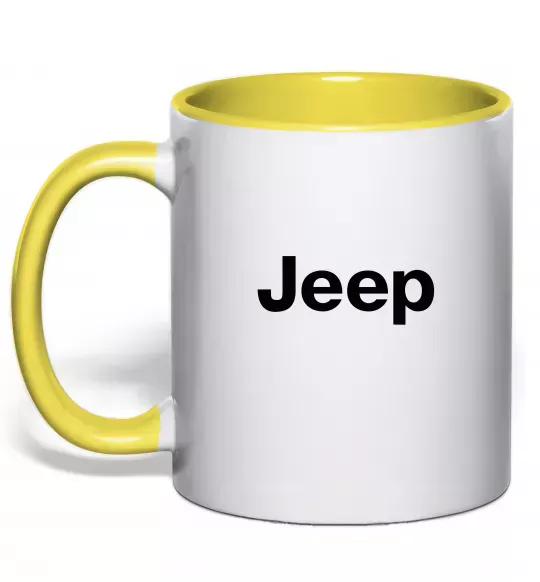 Чашка с цветной ручкой Jeep напис Солнечно желтый фото
